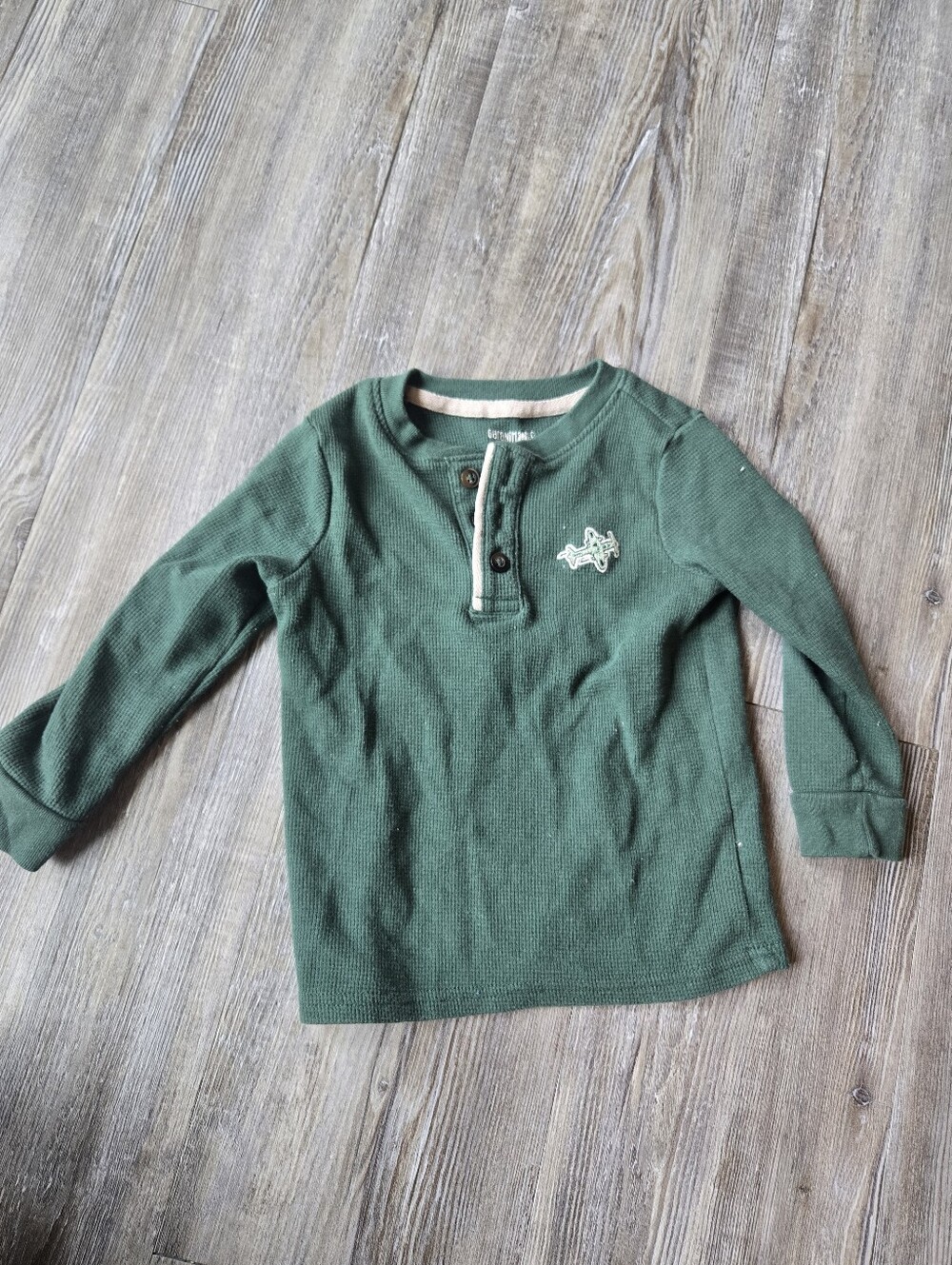 2T Boys Kids Long-Sleeve Henley Top in Forest Green